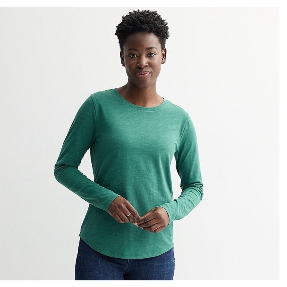 SONOMA Goods for Life Women XL Green The Everyday Long Sleeve Crewneck Tee NWT